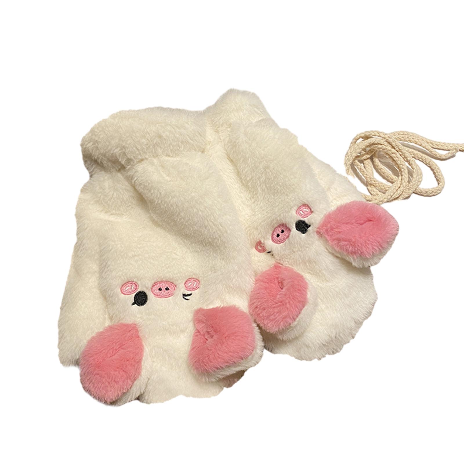 

Women Winter Mittens Plush Gloves Mitts Thicken Mitten Furry Warm Gloves Cartoon Piglet Mittens Thicken Mitten