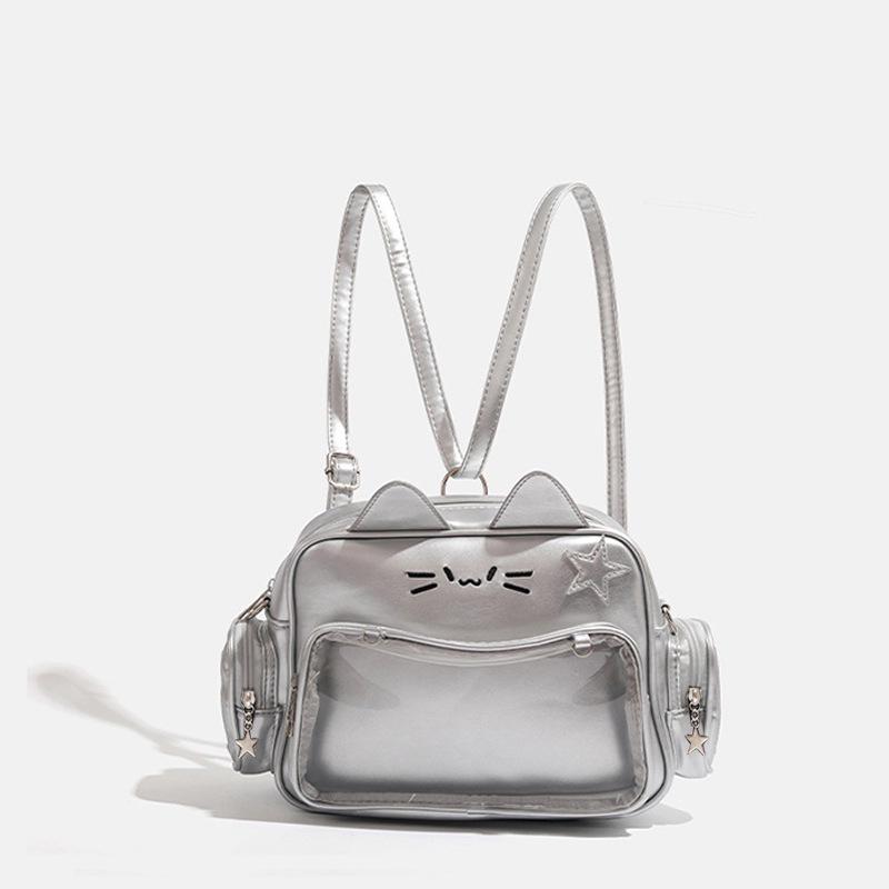Y2K Millennium Large Capacity Cat Print Shoulder Crossbody Backpack 2024