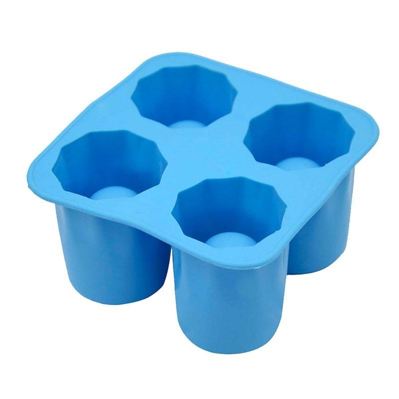 4-Cup Ice Cube Shot Shape Silicion Shooters Glass Freeze Mold Maker Tray Party Random Color