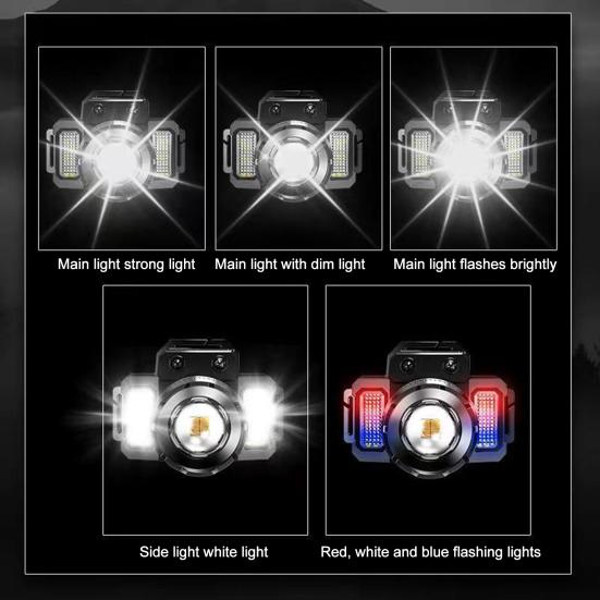 Smart Sensor Headlamp Work Light Control Outdoor LED Rechargeable Zoomable with Motion Fishing