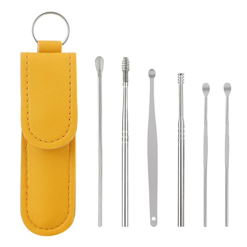6Pcs Portable Stainless Steel Ear Cleaner Kit Durable Ear Spoons for Safe Earwax Cleaning Removal