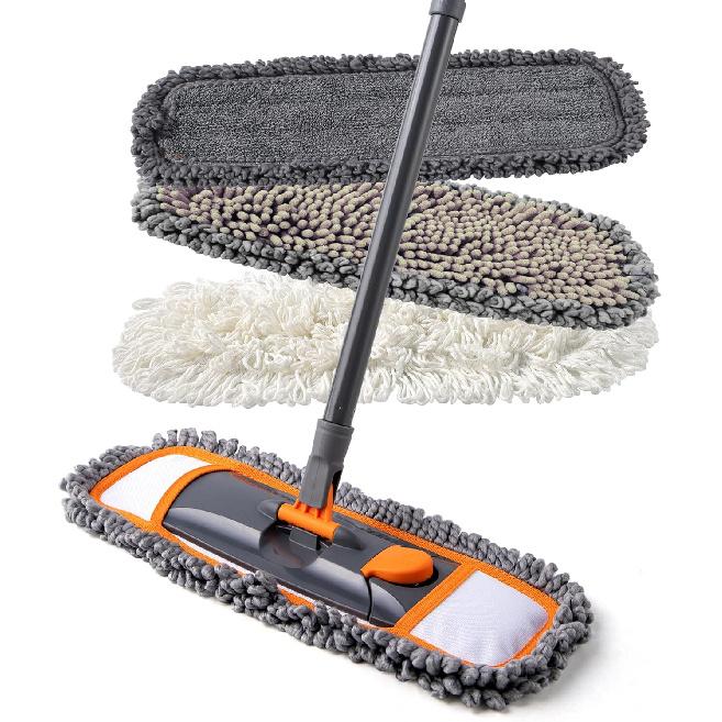 Mops for Floor Cleaning with 3 Different Washable Mop Pads and Extendable 55” Long Handle, Multifunction Dust Mop for Hardwood,Marble,Tile Floor