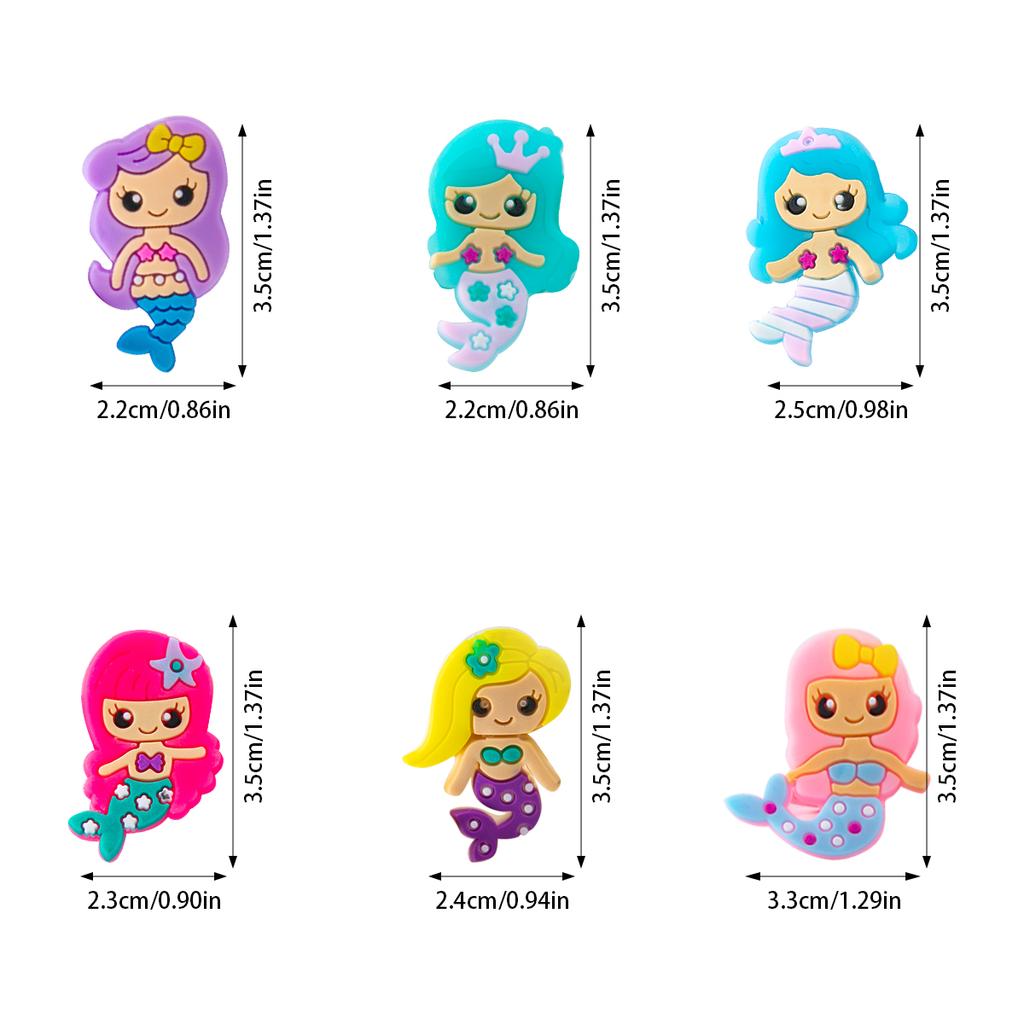 6pcs Little Mermaid Ring Mermaid Theme Girls 1st Birthday Party Decoration Kids Toys Gift Silicone Ring Cartoon Mermaid Ring