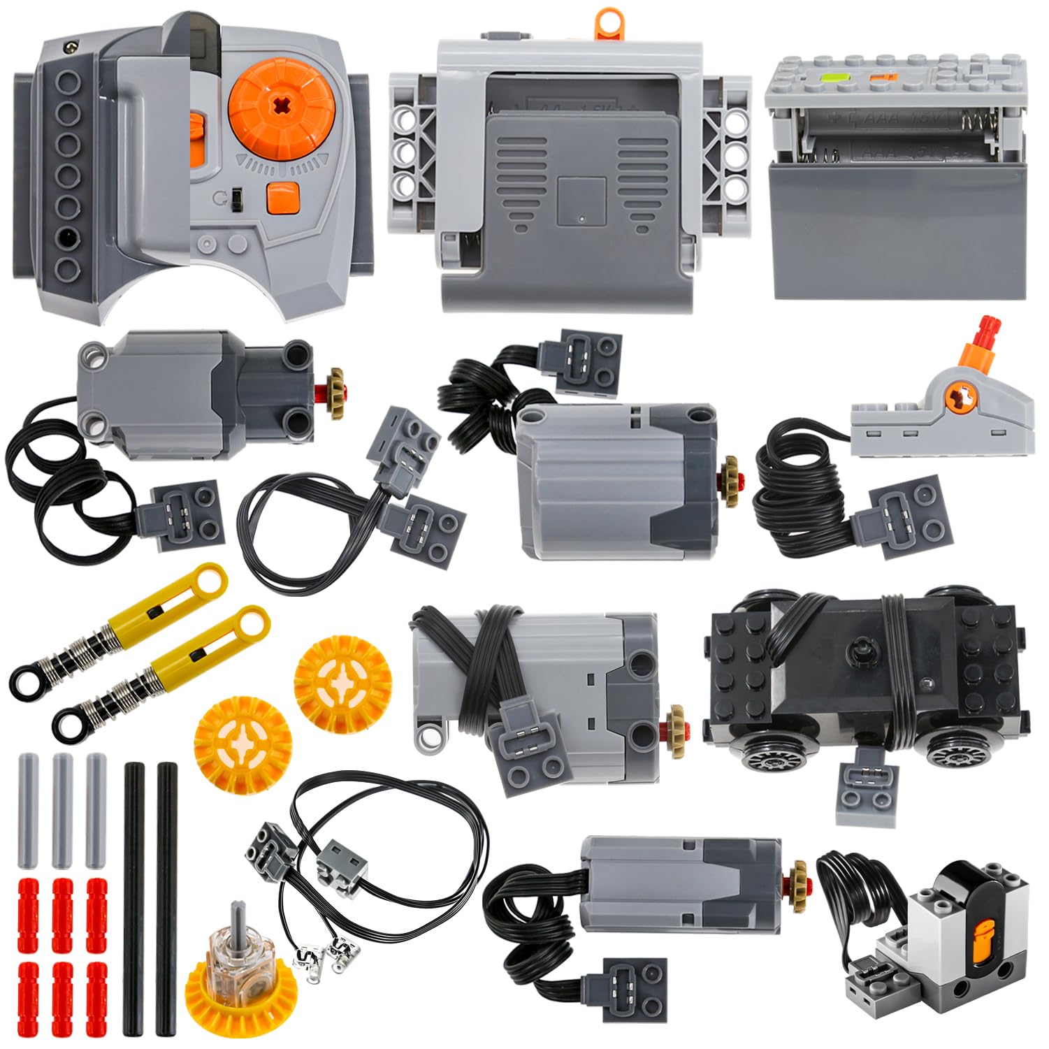 

BloxBrix 28-Piece Classic Technic Motor Set, Compatible with Mainstream Brands, Includes Power Supply Function Motors, Shock Absorbers, Differential