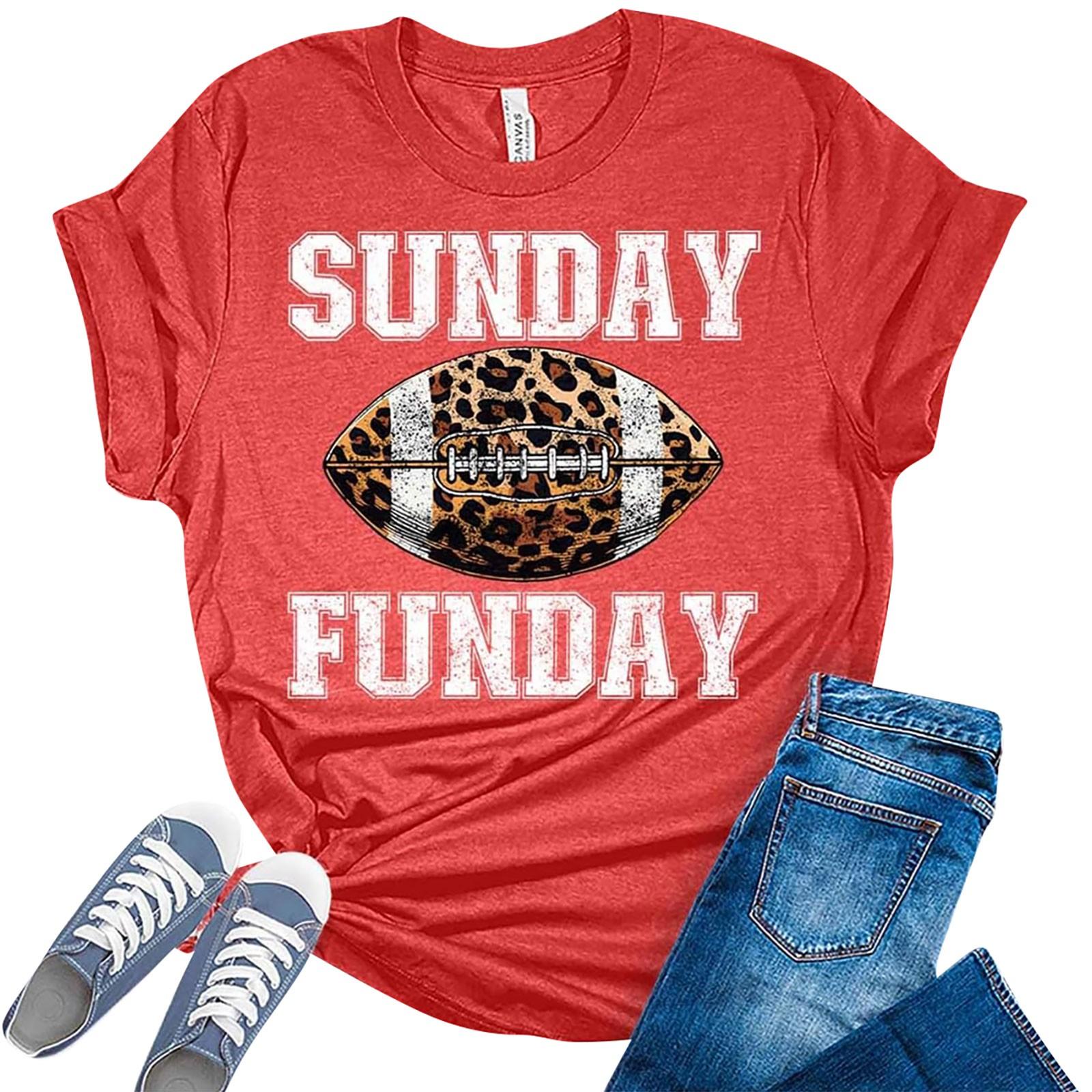 

SUNDAY FUNDAYЖенская повседневная модная футболка с коротким рукавом и круглым вырезом с принтом регби XXXL красный