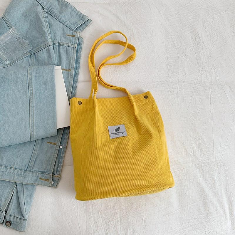 

Женская сумка через плечо, модная, универсальная, вельветовая, большая вместимость, портативная, женская, повседневная, дорожная сумка 34x12x38cm жёлтый