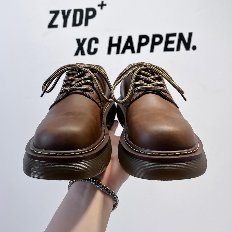 Spring and Summer Men's Trend Casual Versatile Retro British Style Brown Korean Version Fashion Retro Big Head Shoes 33589-A