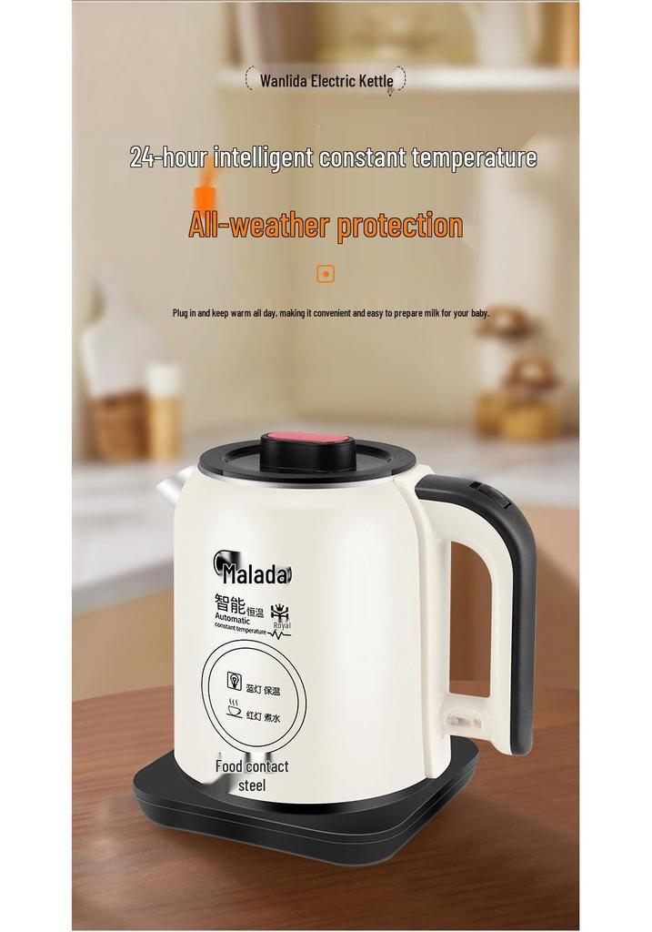 Festive Red 2.5L Electric Kettle with Detachable Lid & Auto Power-Off