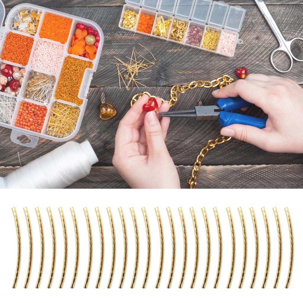 200Pcs Curved Noodle Tube Spacer Beads         Jewelry Making Accessories