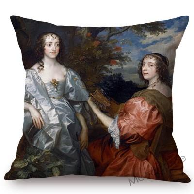 Van Dyck Renaissance Baroque Famous Oil Painting Royal Court Lady Wall Art Sofa Pillow Case Mourning Christ Linen Cushion Cover