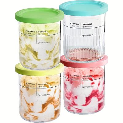 4pcs Ninja Creami Deluxe 11 In 1  Family Size Pints,Lids 24oz NC500/NC501 Containers for All Frozen Foods, Dishwasher Safe, BPA-Free