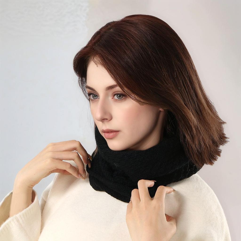 New Autumn Winter Knitted Warm Neckerchief For Women Solid Hollow-Out Scarf Soft Outdoor Warmer Neck Collar Pullover Scarves