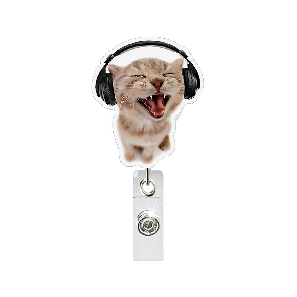 1Pc Funny Cat Meme Acrylic Badge Holder Retractable Easy Pull Badge Reel Lanyard for ID Card Holder Name Tag Key Nurse Accessory