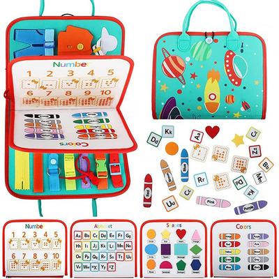 Beschäftigt-Brett für Kleinkinder, Vorschulaktivitäten, pädagogisches Spielzeug, Lern-Sensorik-Buch, Montessori-Brett, Reisespielzeug für Jungen und Mädchen, Handtasche