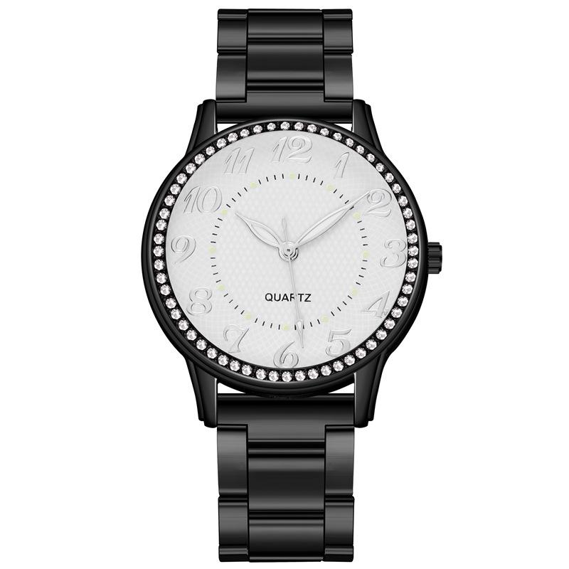 Women's Diamond-Studded Luminous Quartz Watch with Steel Band