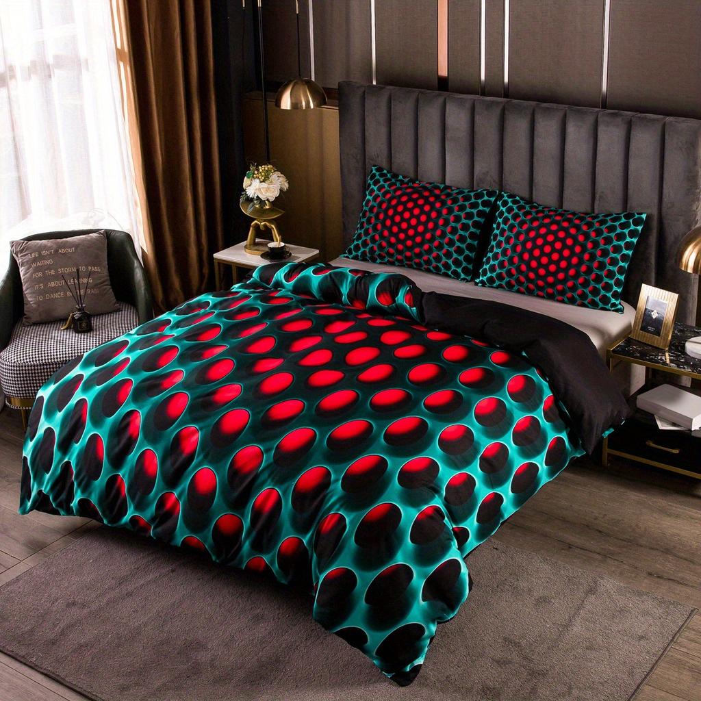 Abstract Honeycomb Coal 3D Digital Printing Three-Piece Set, Duvet Cover, Bedding Set With Pillowcase