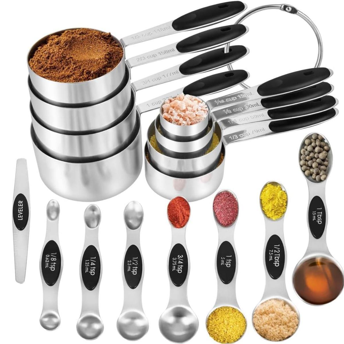 16pcs/set, Magnetic Measuring Spoon, Stainless Steel Measuring Spoon And Cup Set, Coffee Measuring Spoon, Baking Tools, Househol Option16