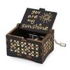 New You Are My Sunshine Music Box Color Printing Wooden Hand Crank Musical Box Birthday Present Valentine's Day Christmas Gift