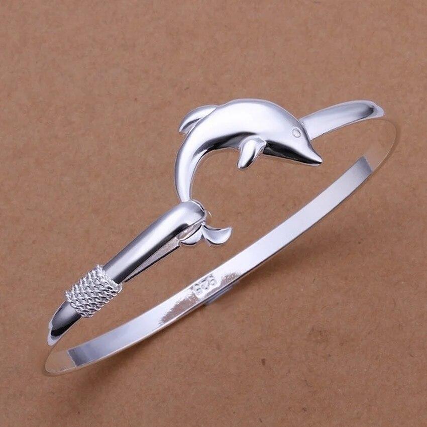 Bracelet jonc en argent sterling 925 pour femmes, cadeau préféré de mariage pour fille, bijou de haute qualité, mode, tempérament noble, dauphin