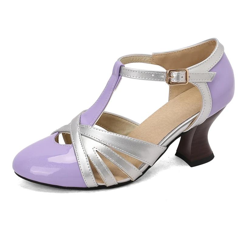 Short Heels Mary Janes Shoes Women's Gladiator Sandal Luxury Close Toe Silver Short Heeled Wedding Dance Shoes Ladies Large Size