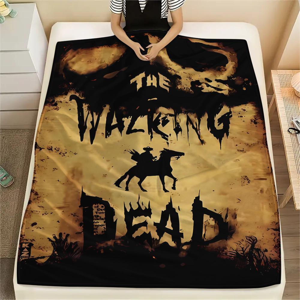

1PC The Walking Dead Print Flannel Blanket, High quality All Seasons, Home Decor, Warmth and Comfort, Perfect for Christmas Gifts 80cm x 120cm