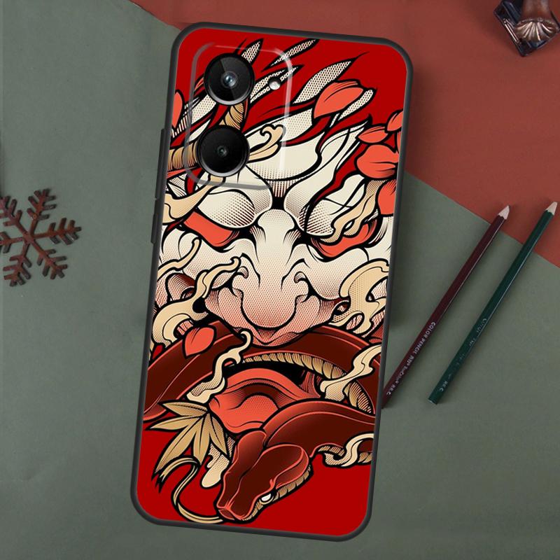 Japanse Hannya Oni Maskerhoes Voor Realme C67 C51 C75 C63 C61 C65 C55 C53 C35 C71 11 12 13 14 Pro Plus GT6 GT7 15 Pro