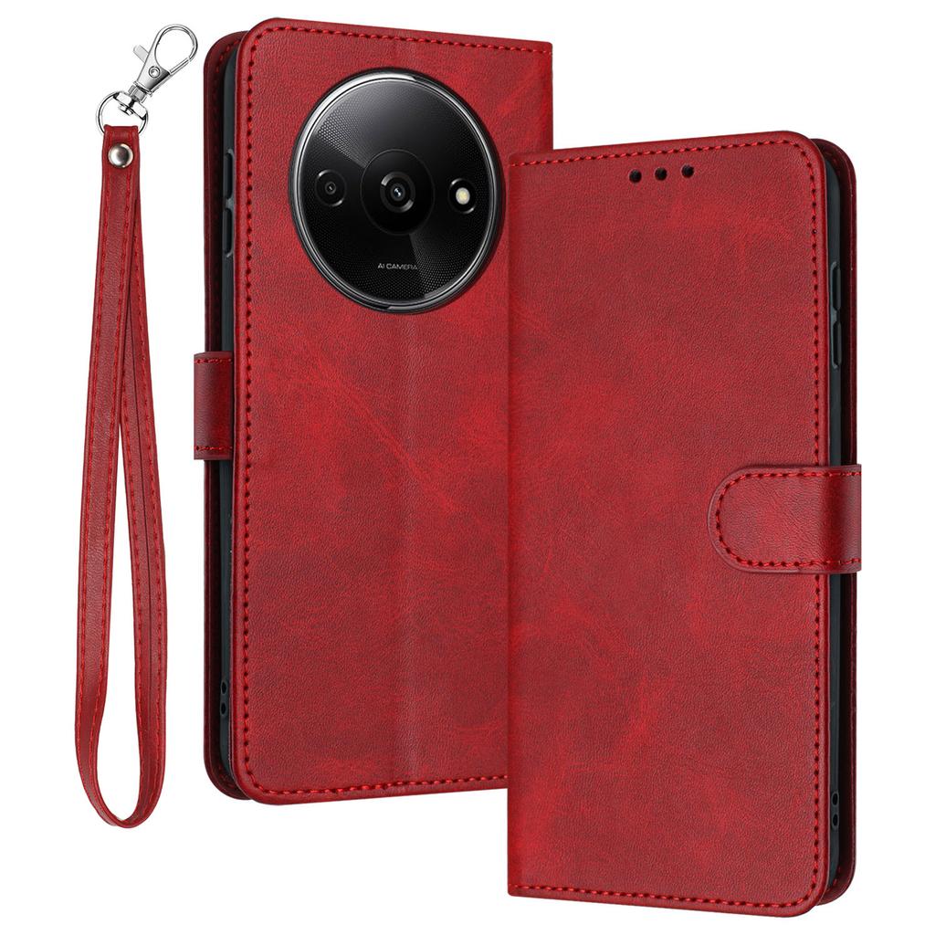 For Xiaomi Redmi A3/Poco C61 4G Case Magnetic Clasp Leather Wallet Stand Phone Cover with Strap