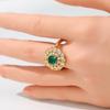 Gorgeous Inlaid White Green CZ Women's Ring Trendy Gold Color Hand Carving Daily Wear Party Jewelry Anniversary Gift