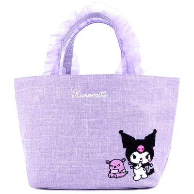 Yasuda Tsusho Sagara Embroidery Organdy Frill Bag Kuromi Frill BAG105 Purple