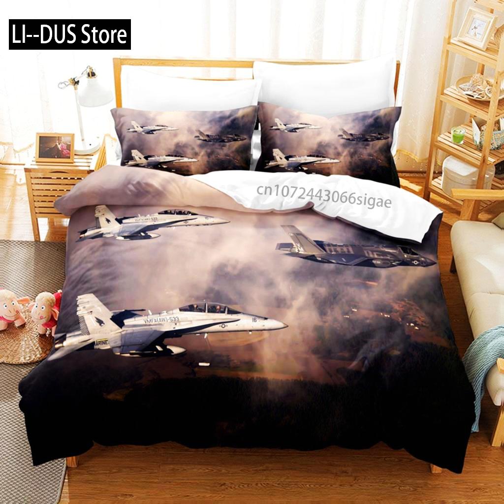 Funda Nórdica de Avión de Combate Cielo Volando Avión de Combate Juego de Ropa de Cama Para Niños Adolescentes Niños Moderno Genial Tema de Avión Decoraciones de Dormitorio