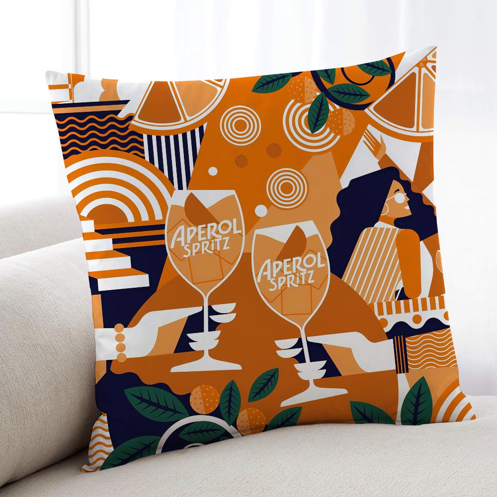 A-Aperol S-Spritz-ES Logo Cushion Cover Home Bedding Sofa Living Room Pillowcase Simple Soft Skin Cushion Cover Party Gift