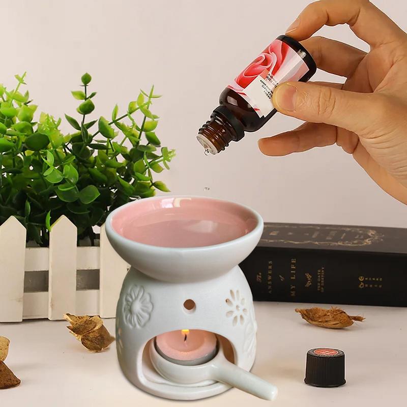 Tea Light Wax Melt Warmer Essential Oil Burner Wax Melt Burner With Candle Spoon Essential Oil Incense Aroma Diffuser Romantic China Mainland