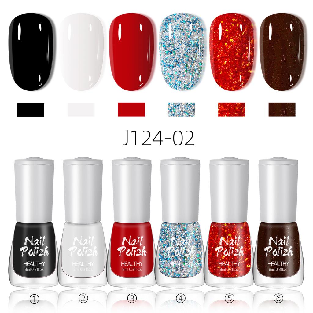 Water-based Nail Polish Set, No Baking, Quick Drying, Environmentally Friendly, Odorless, White Fine Flash Nail Polish Glue