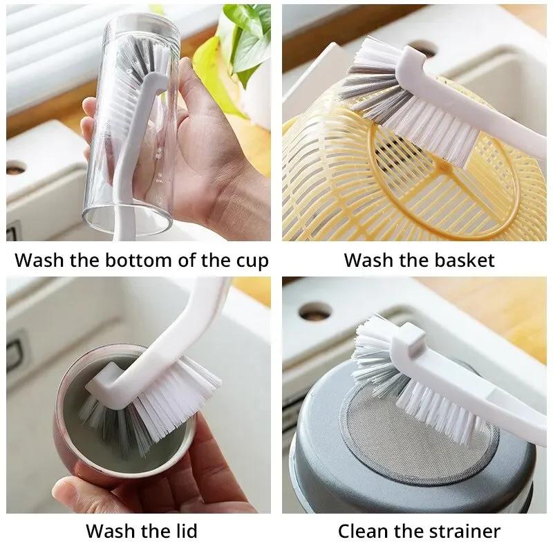 Cup Brush, Sink Brush, Long Handle Brush Without Dead Angle Gap, Household Kitchen and Bathroom  Cleaning Brush Tools