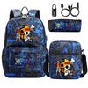 Riman Zaino con lucchetto USB ONE PIECE borsa a tracolla borsa da scuola per studenti astuccio set da tre pezzi uomo e donna
