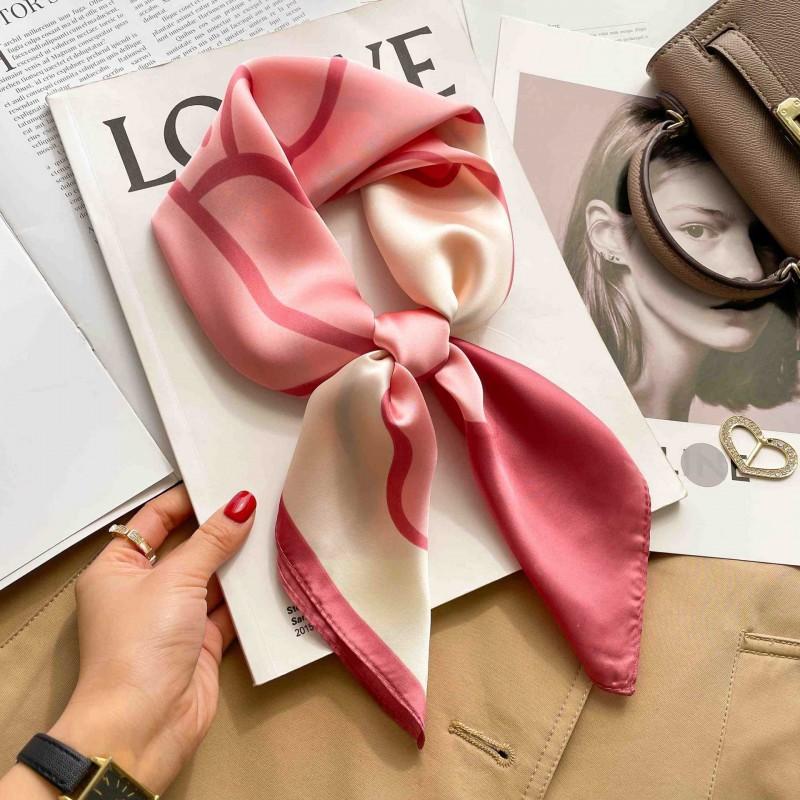 Elegant Silk-Like Square Scarf Women Korean Style Print Neck Lightweight 70x70cm Nylon Fashion Accessory