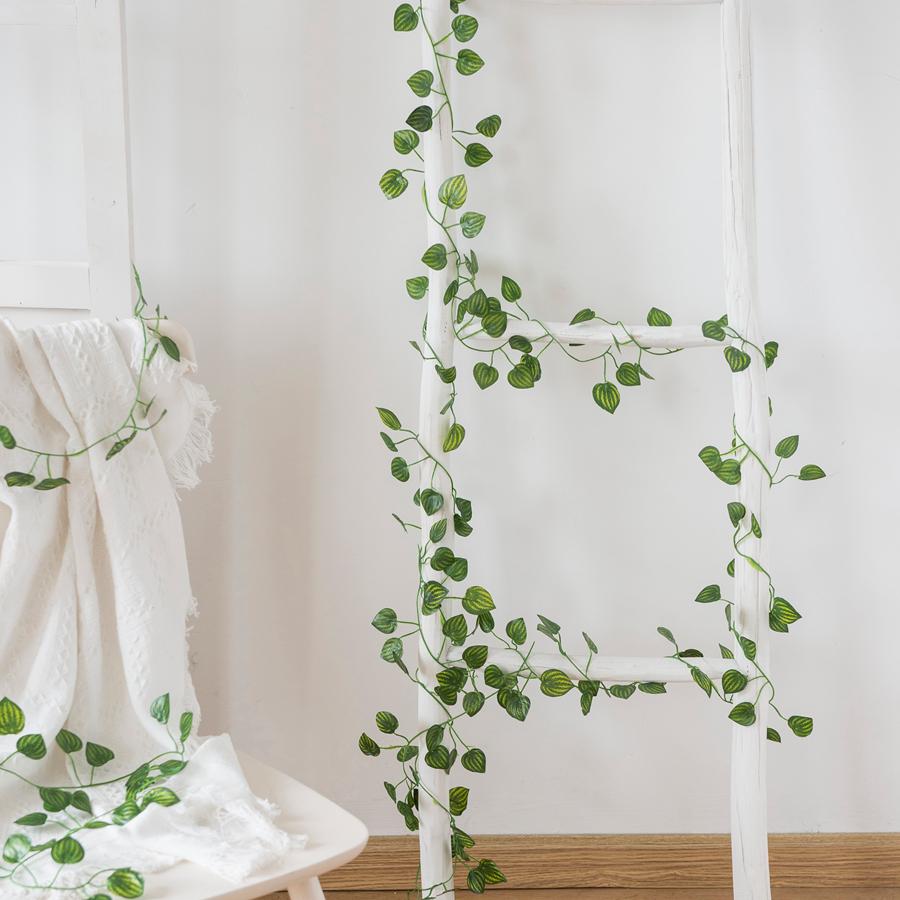 210Cm Artificial Hanging PChristmas Garland lants Vine Leaves Green Silk Outdoor Home Wedding Party Bathroom Garden Decoration AVE