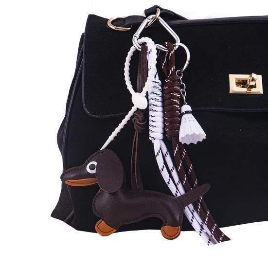 Yousheng Dachshund Dog Bag Pendant Bag Charms with Woven Umbrella Retractable Rope Keys Bags Wallets Accessories