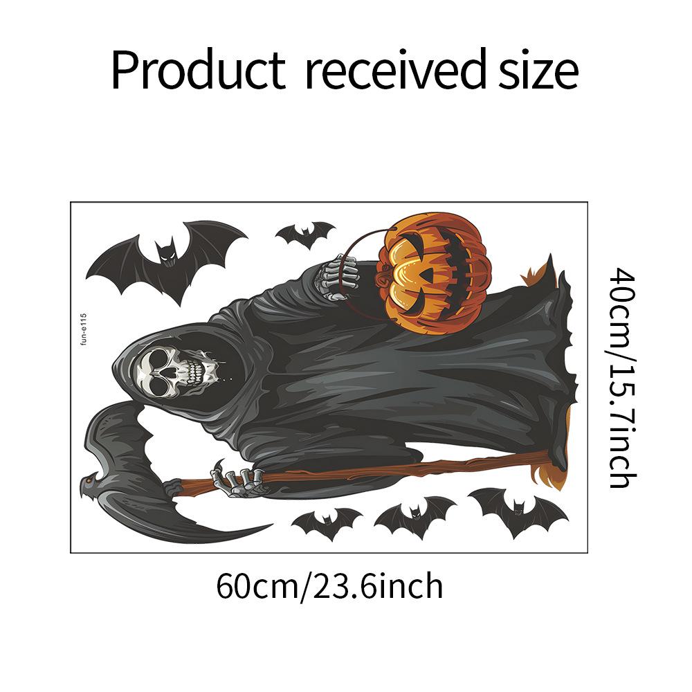Fun-e115 Halloween Black Skull Sickle Bat Bedroom Living Room Background Decorative Wall Sticker