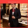 Man Fashion Wide Ribbon Bowtie With Heartshaped Lapel Flower For Wedding Or Formal Wear