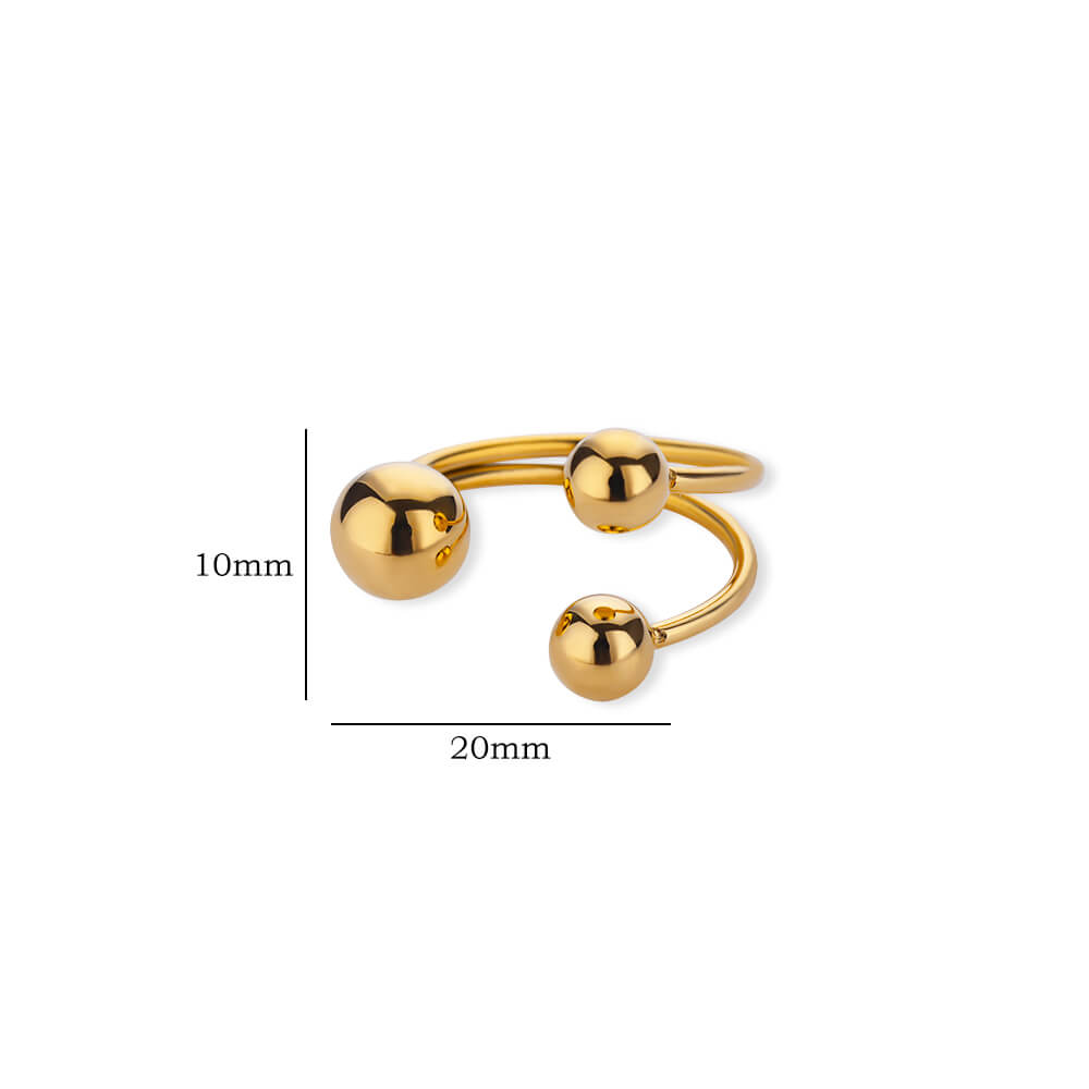 Irregular Beads Stainless Steel Rings For Women Men Open Adjustable Gold Color Chunky Ball Ring Minimalist Waterproof Jewelry