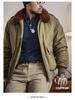 Maden Workwear B10 Retro Bomber Jacket - Men's Winter Cotton Coat with Fur Lapel Collar
