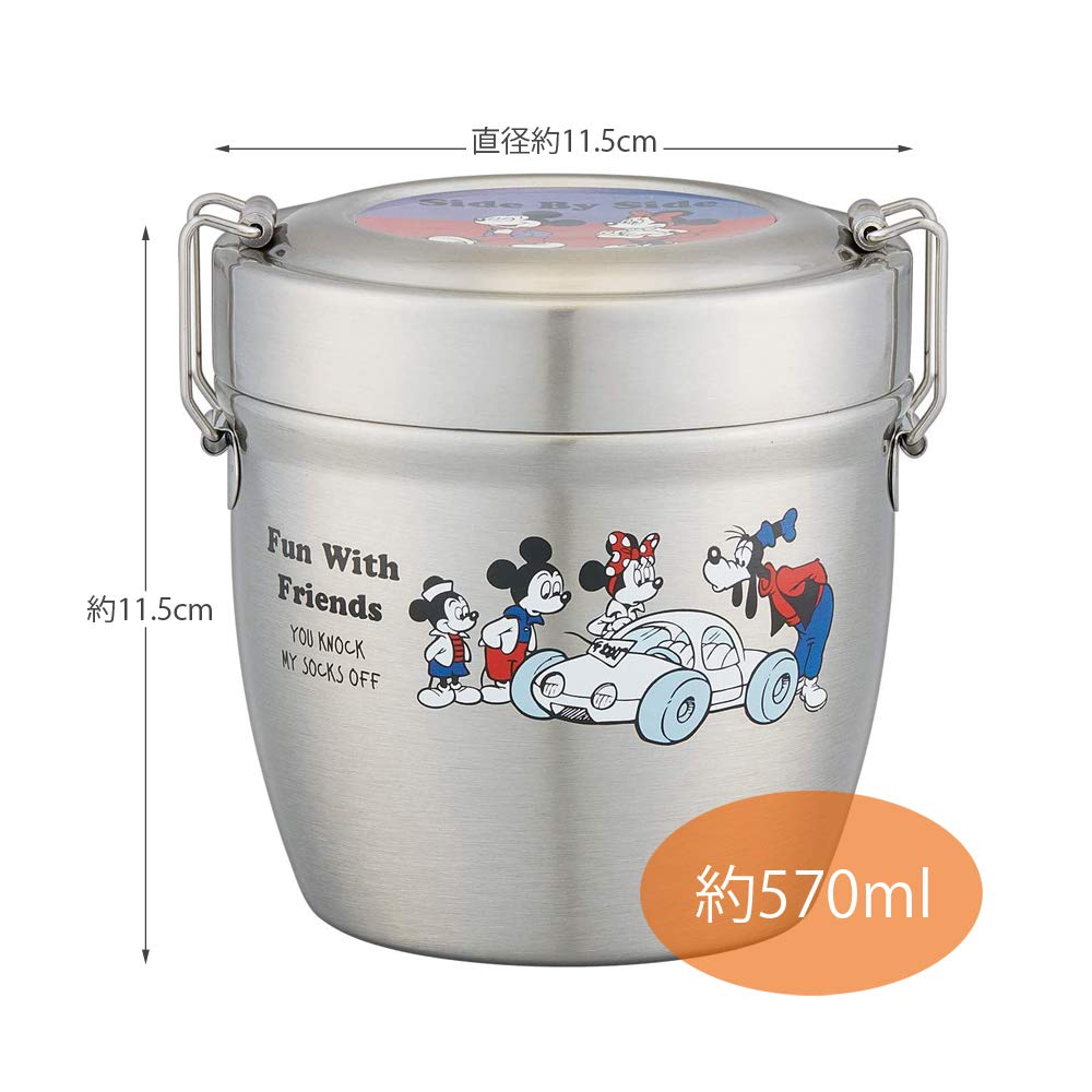 Skater Insulated Stainless Steel Lunch Disney Mickey Mouse Box, 550ml, Design, STLBD6-A