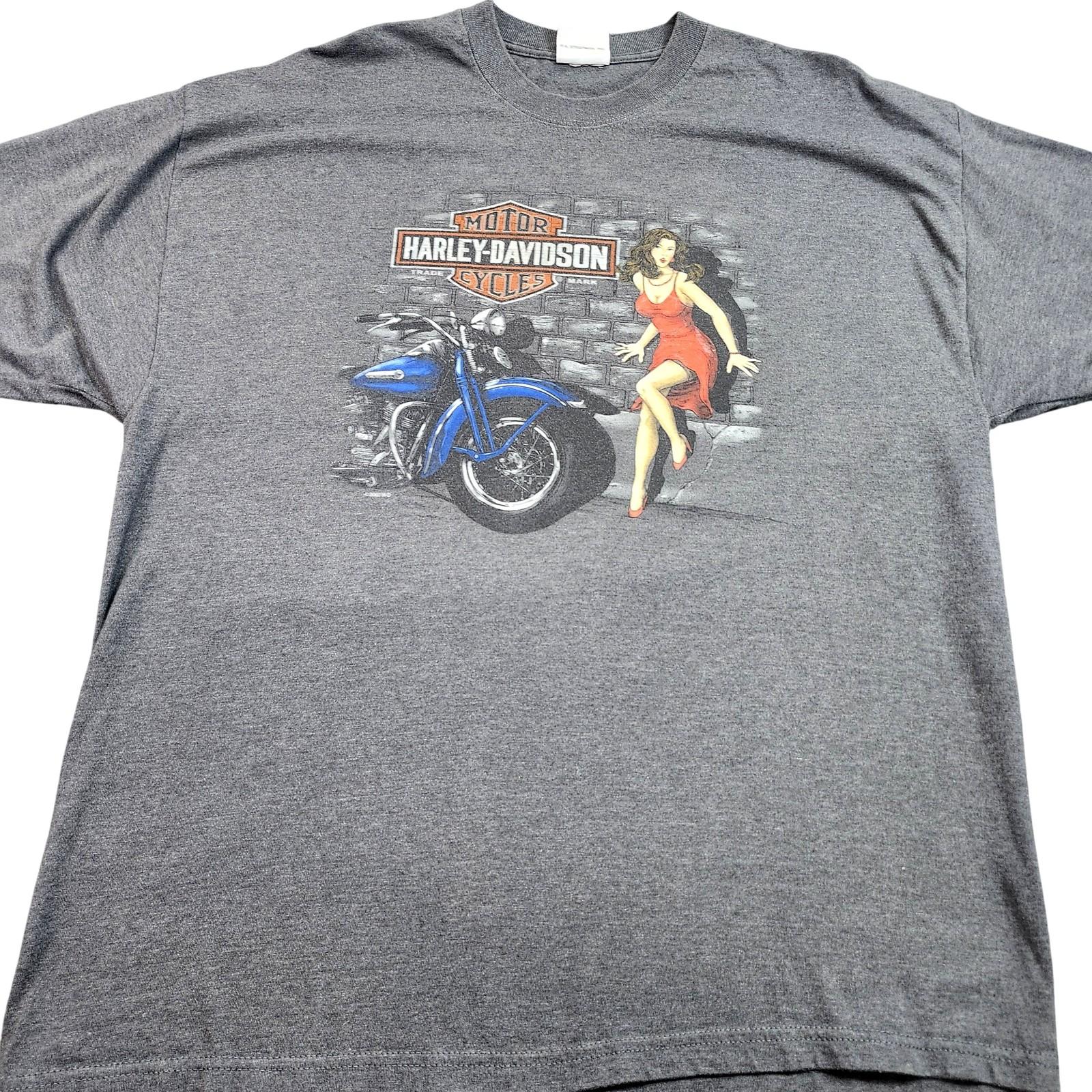 Harley-Davidson Shirt Mens XL Gray Cowboy Beaumont Texas Pin-Up Graphic Tee Unisex T-Shirt XXXXL