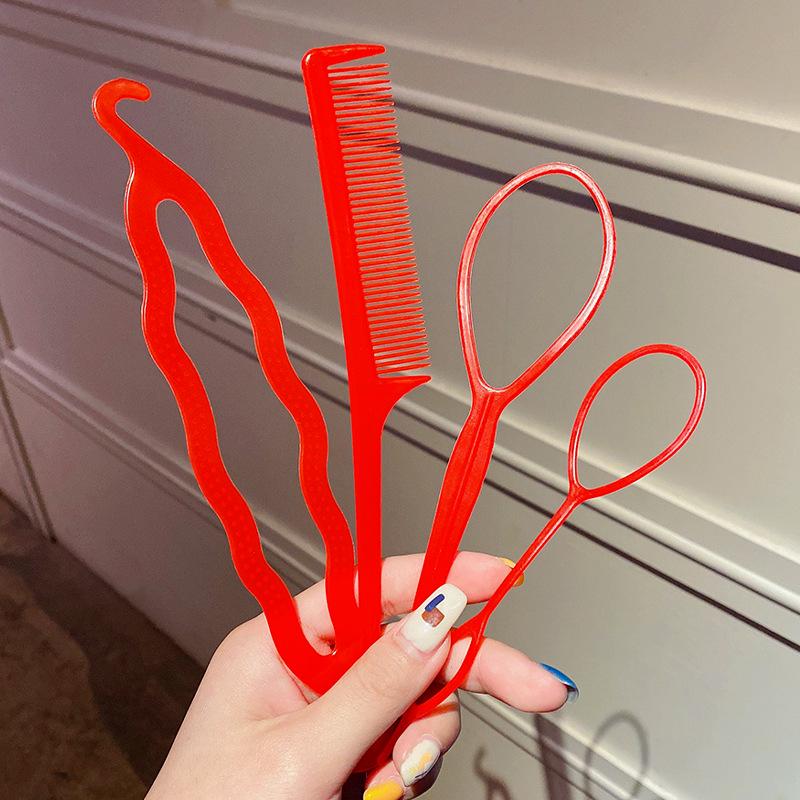 Children's Hair Updo Tools: Braiding Needle & Ponytail Threader for Girls