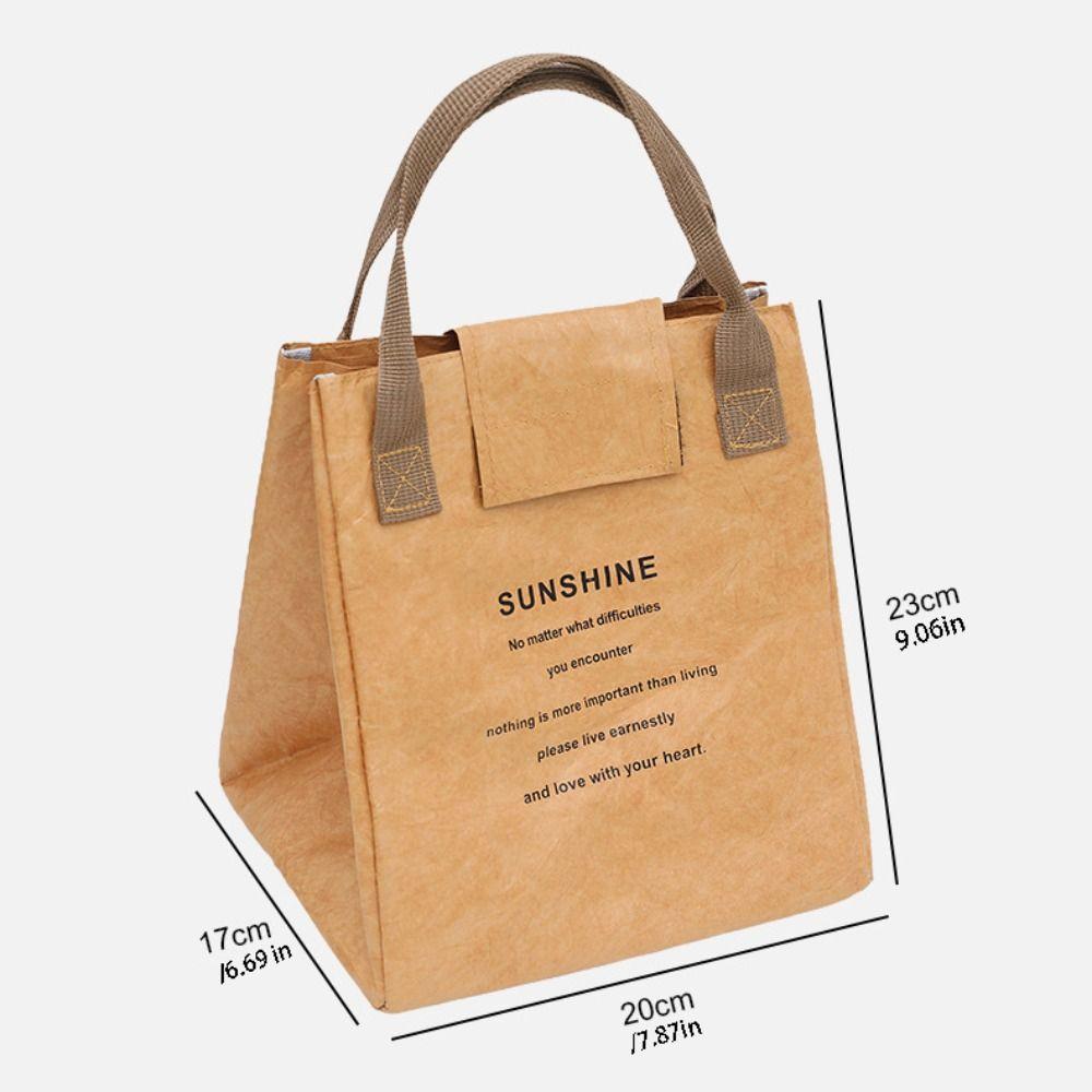Tragbare Kraftpapier-Mittagessenstasche, große Kapazität, Lebensmittel-Thermos-Handtasche, Camping