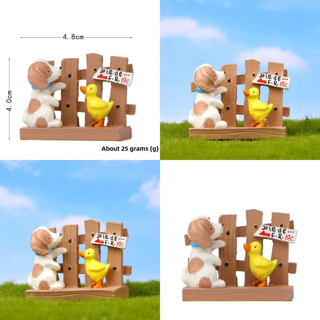 Cartoon Cute Fence Duck Dog Mini Model Ornament For Home And Garden Decoration