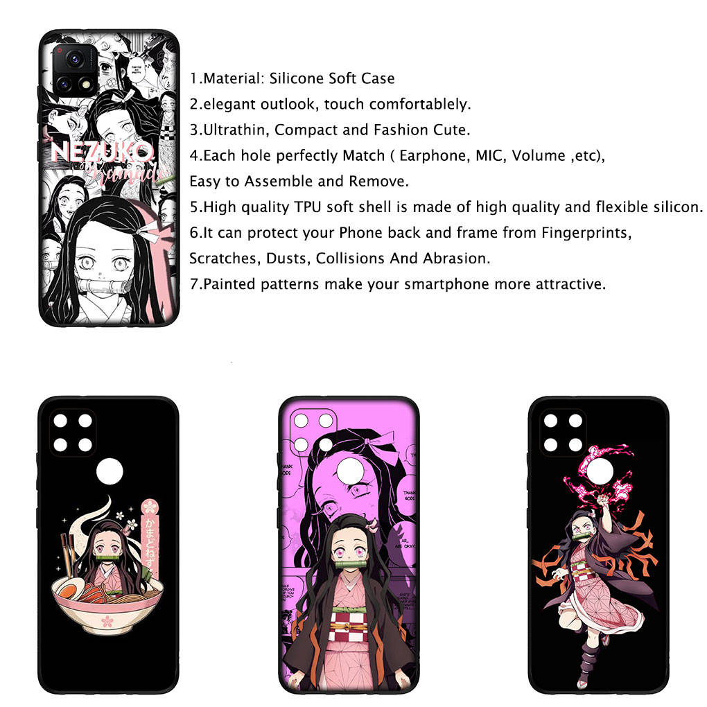 For iPhone 16 15 Xiaomi Redmi Note 14 13 12 11 Pro Max X 8 16e Samsung Galaxy S25 S24 S23 Moto OPPO Huawei Anime Demon Slayer Kamado Nezuko Phone Case