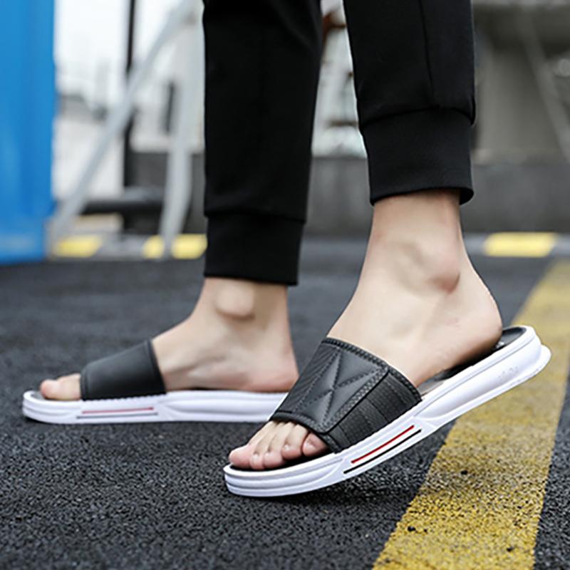 Fashion WOTTE Slippers Men Summber Room Shoes Men Bathroom Black Men Flip Flops Fashion Pool Mens Slides Soft Sole  Beach Slides Men