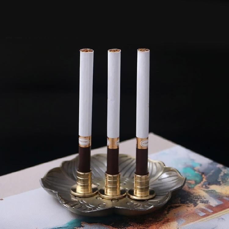 3Pcs Vintage Metal Cigarettes Holder Incenses Stick Holder Handcraft Incenses Burners with Flower Base Ashes Catcher